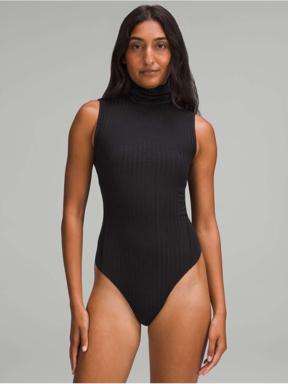 Ribbed Wool Turtleneck Sleeveless Bodysuit